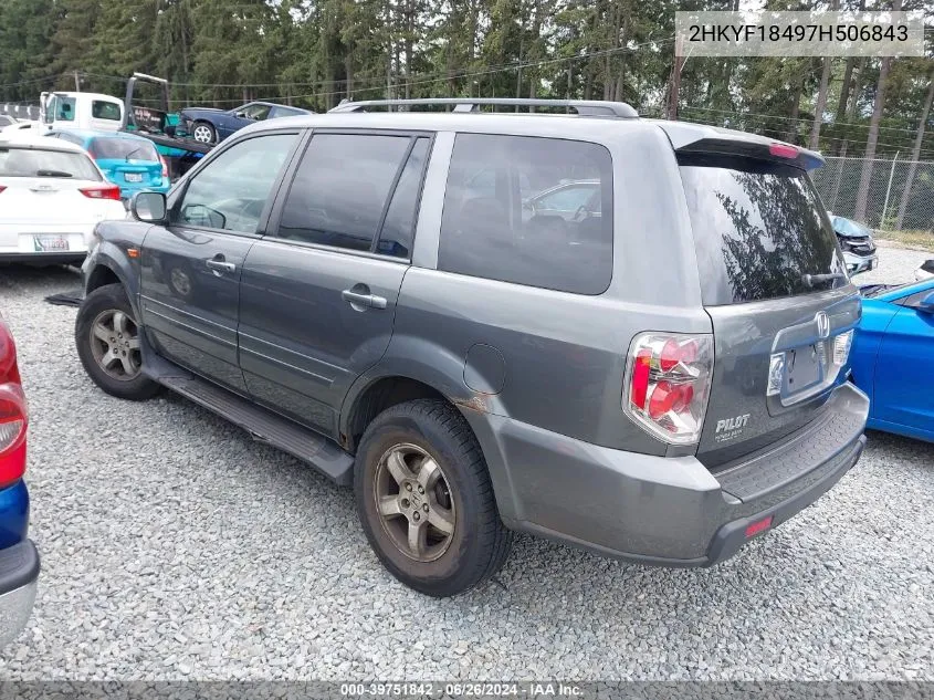 2007 Honda Pilot Ex VIN: 2HKYF18497H506843 Lot: 39751842