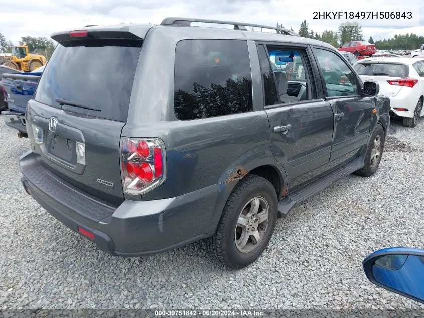 2007 Honda Pilot Ex VIN: 2HKYF18497H506843 Lot: 39751842