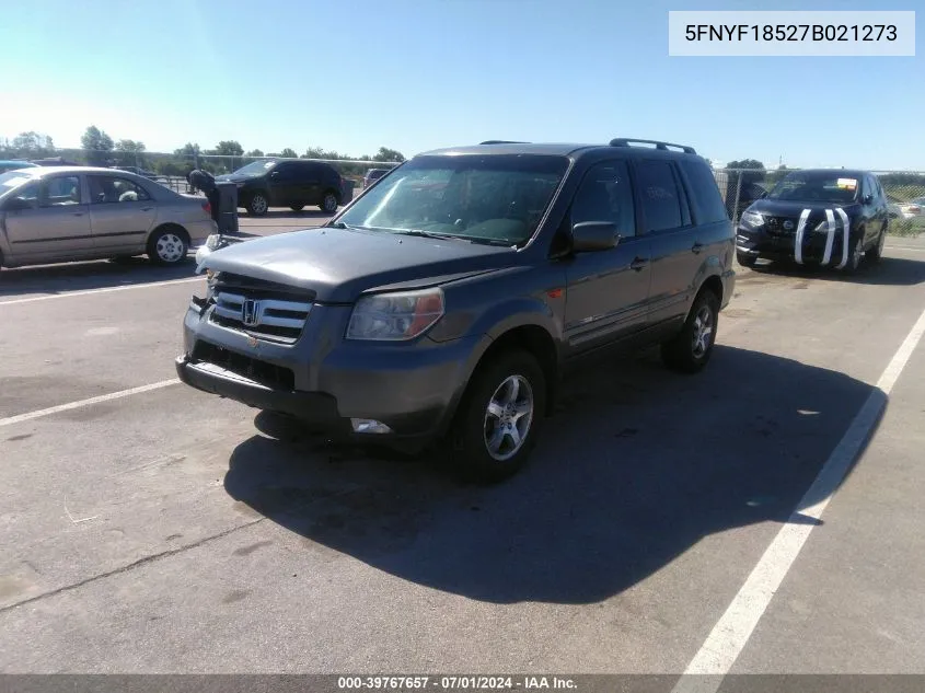 2007 Honda Pilot Ex-L VIN: 5FNYF18527B021273 Lot: 39767657