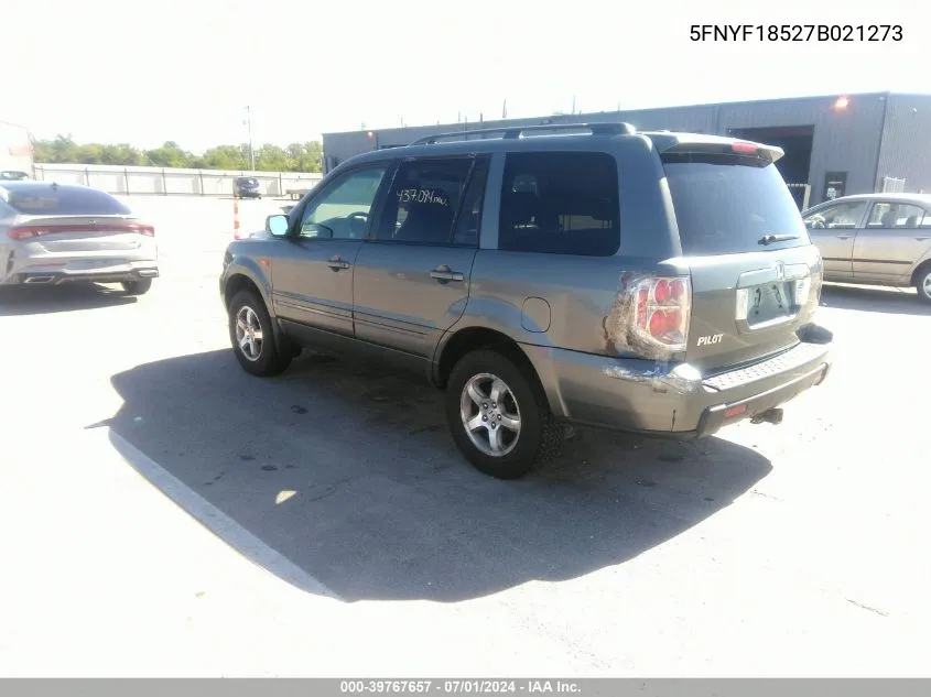 2007 Honda Pilot Ex-L VIN: 5FNYF18527B021273 Lot: 39767657