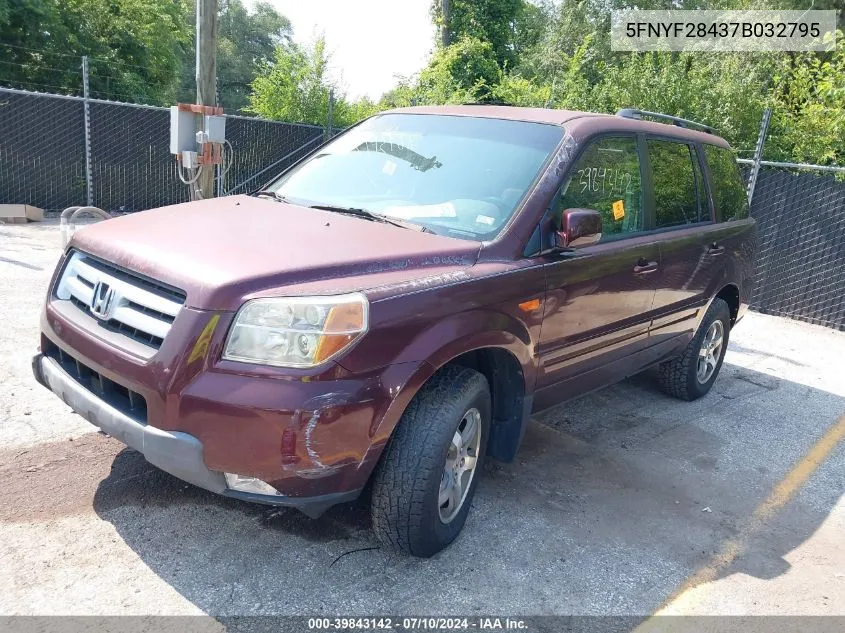 2007 Honda Pilot Ex VIN: 5FNYF28437B032795 Lot: 39843142