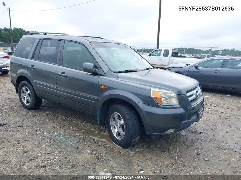 5FNYF28537B012636 2007 Honda Pilot Ex-L