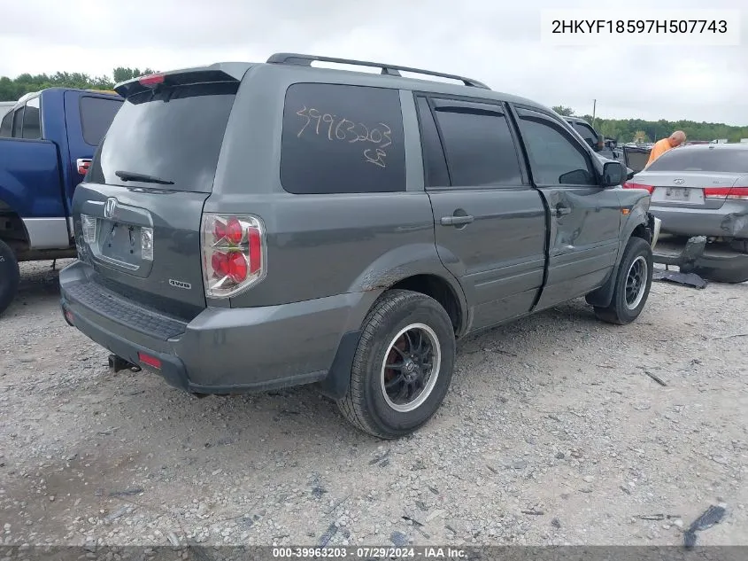 2HKYF18597H507743 2007 Honda Pilot Exl