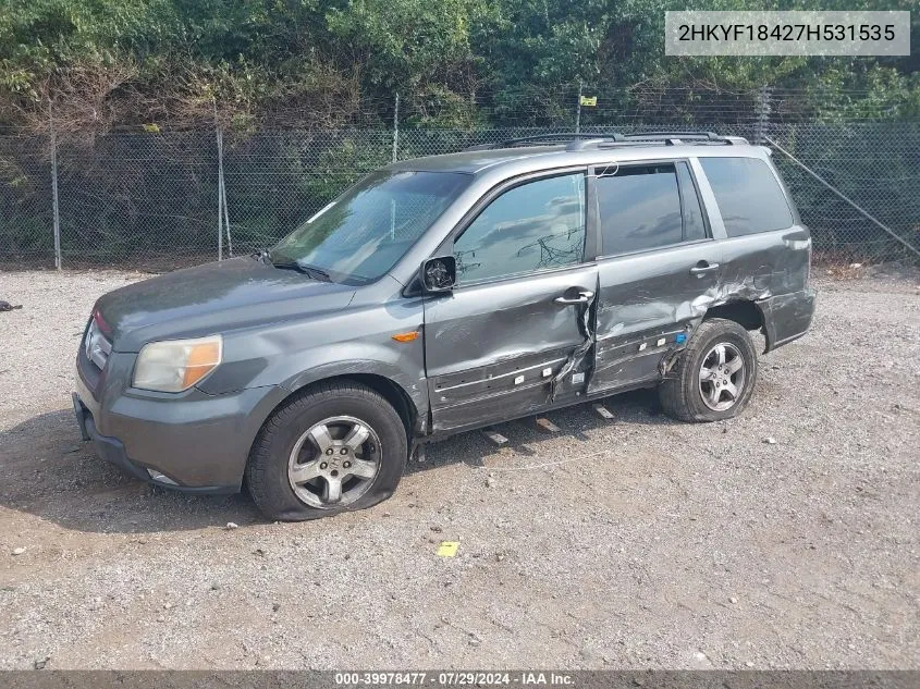 2007 Honda Pilot Ex VIN: 2HKYF18427H531535 Lot: 39978477