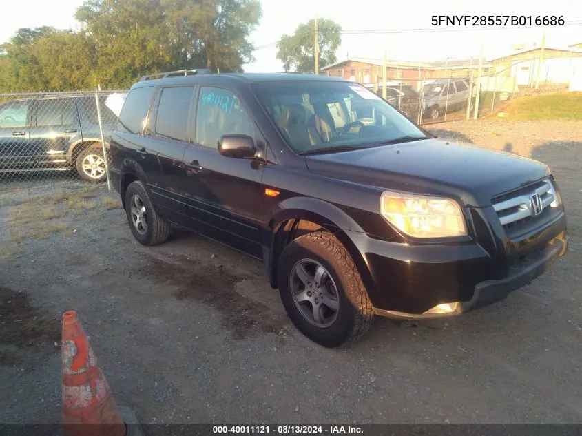 2007 Honda Pilot Ex-L VIN: 5FNYF28557B016686 Lot: 40011121