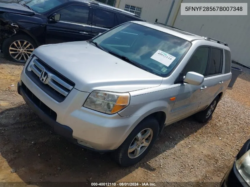 5FNYF28567B007348 2007 Honda Pilot Ex-L