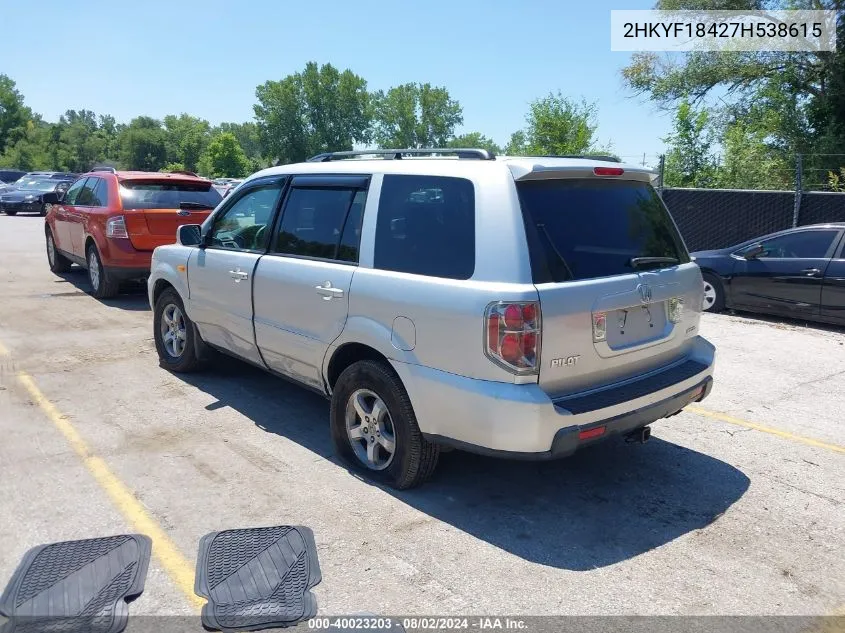 2HKYF18427H538615 2007 Honda Pilot Ex