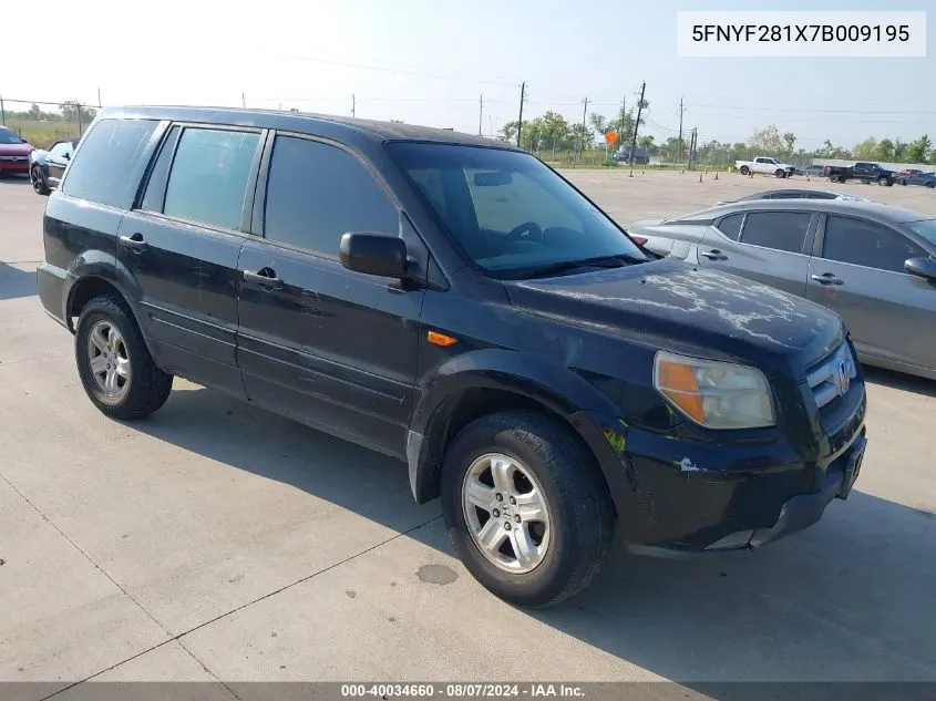 5FNYF281X7B009195 2007 Honda Pilot Lx