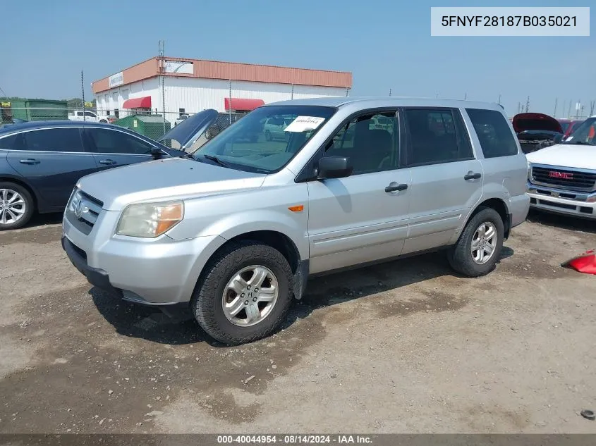 5FNYF28187B035021 2007 Honda Pilot Lx