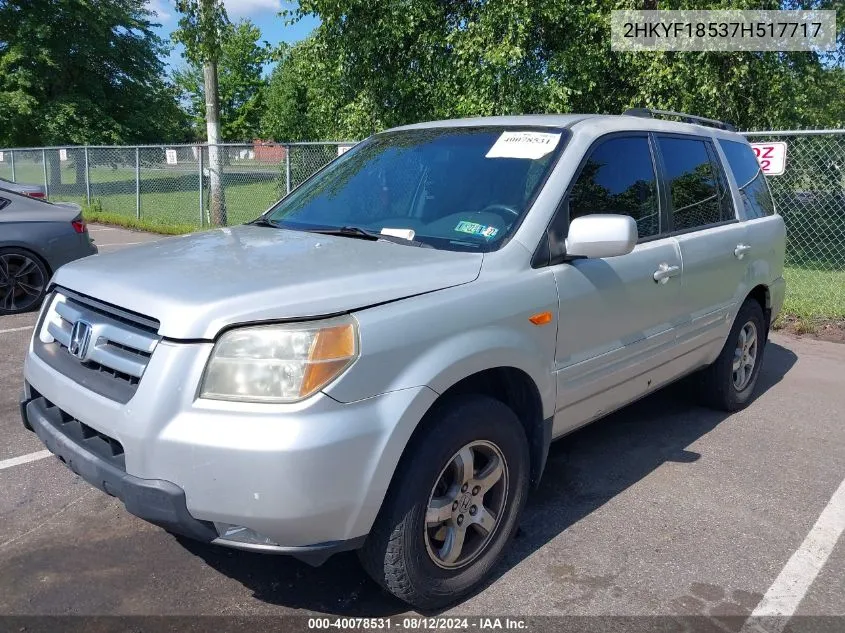 2007 Honda Pilot Ex-L VIN: 2HKYF18537H517717 Lot: 40078531