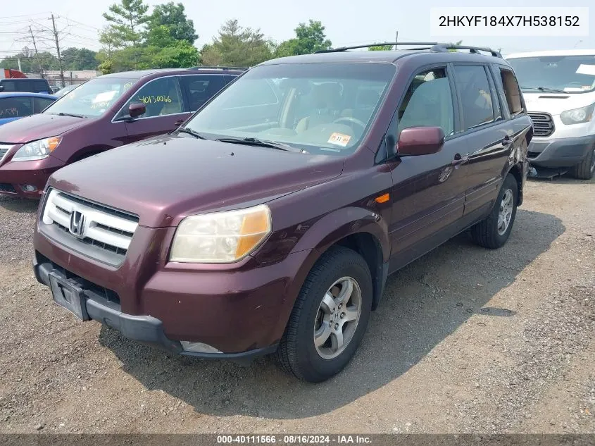 2HKYF184X7H538152 2007 Honda Pilot Ex