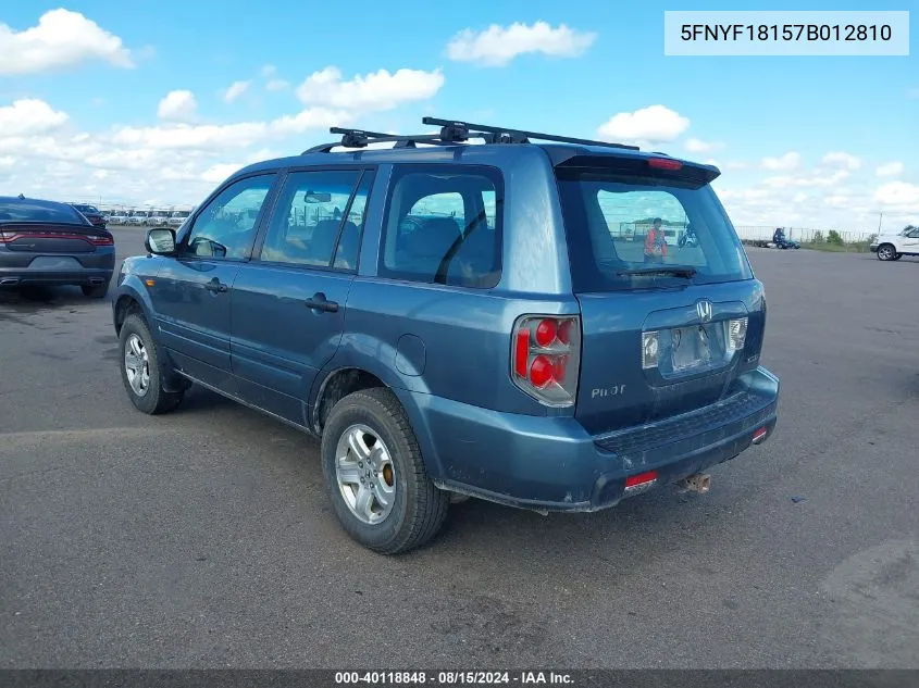 2007 Honda Pilot Lx VIN: 5FNYF18157B012810 Lot: 40118848