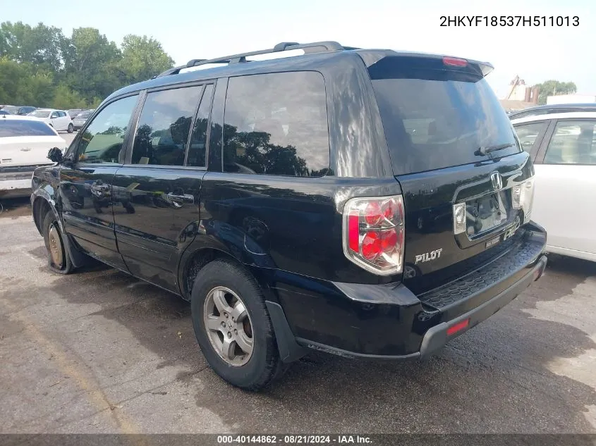 2007 Honda Pilot Ex-L VIN: 2HKYF18537H511013 Lot: 40144862