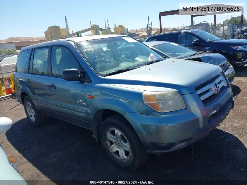 5FNYF28177B006626 2007 Honda Pilot Lx