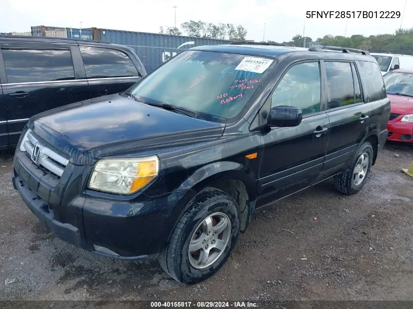 5FNYF28517B012229 2007 Honda Pilot Ex-L