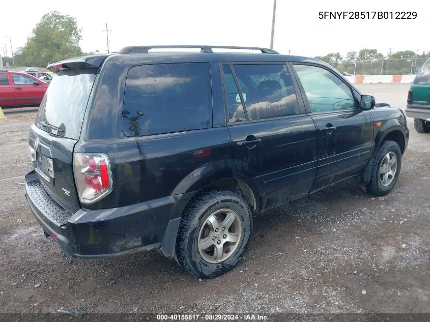 5FNYF28517B012229 2007 Honda Pilot Ex-L