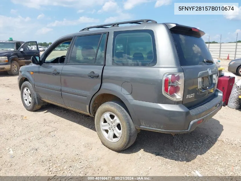 5FNYF28157B010674 2007 Honda Pilot Lx