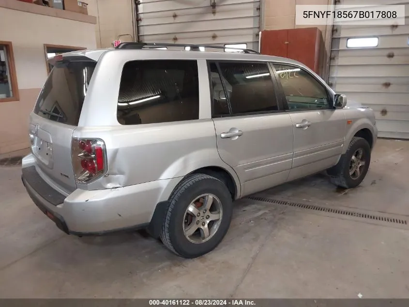 5FNYF18567B017808 2007 Honda Pilot Ex-L