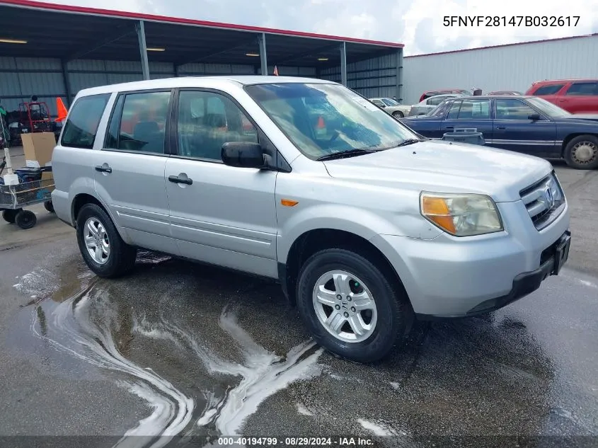 5FNYF28147B032617 2007 Honda Pilot Lx