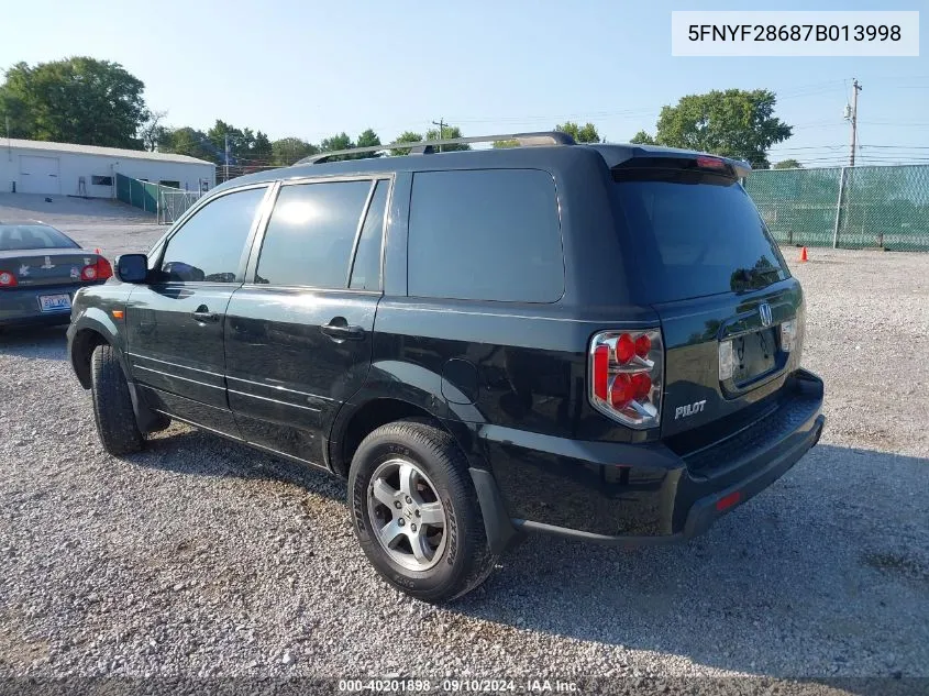 2007 Honda Pilot Ex-L VIN: 5FNYF28687B013998 Lot: 40201898