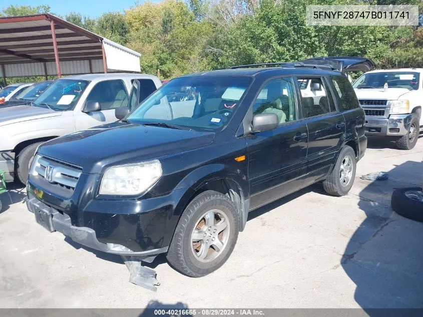 2007 Honda Pilot Ex-L VIN: 5FNYF28747B011741 Lot: 40216665