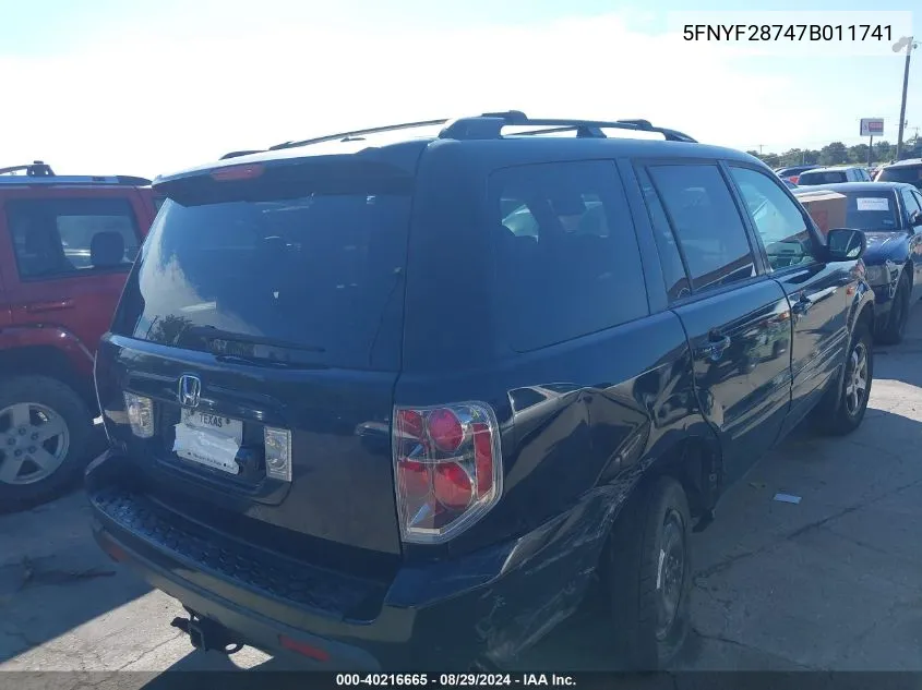 5FNYF28747B011741 2007 Honda Pilot Ex-L