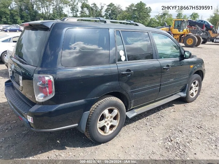 2HKYF18667H539591 2007 Honda Pilot Ex-L