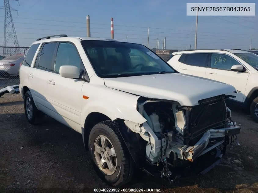 5FNYF28567B043265 2007 Honda Pilot Ex-L