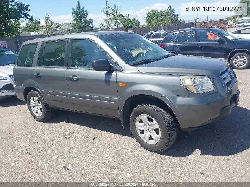 5FNYF18107B032771 2007 Honda Pilot Lx