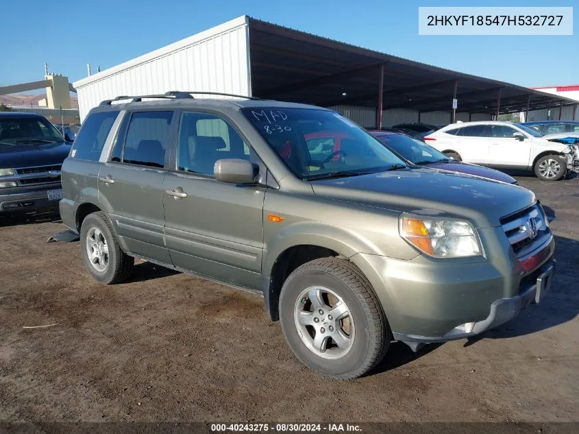 2007 Honda Pilot Ex-L VIN: 2HKYF18547H532727 Lot: 40243275