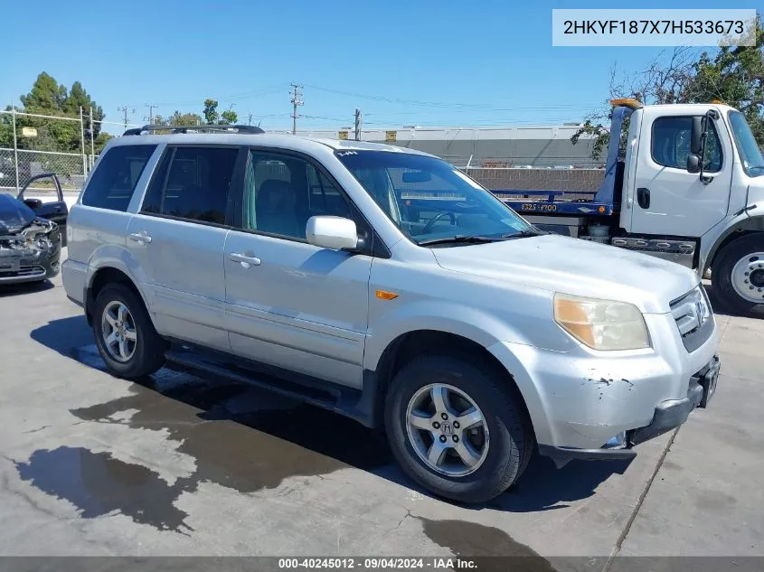 2HKYF187X7H533673 2007 Honda Pilot Ex-L