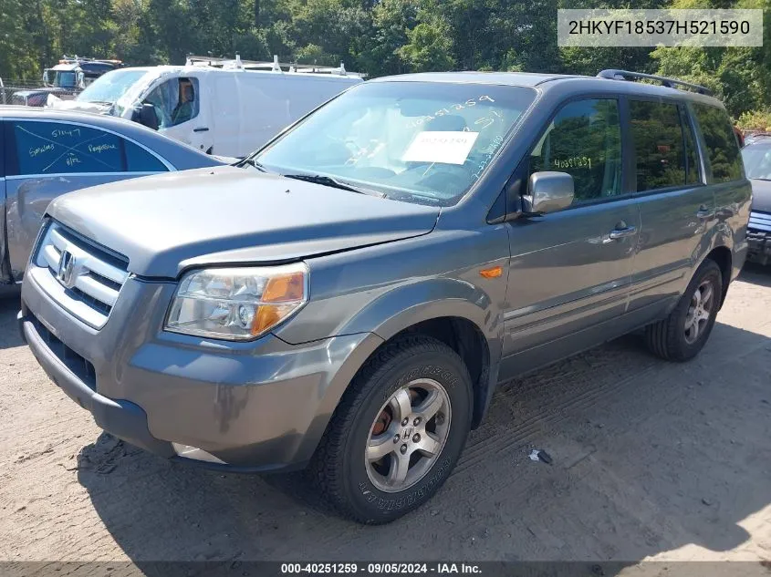 2007 Honda Pilot Ex-L VIN: 2HKYF18537H521590 Lot: 40251259