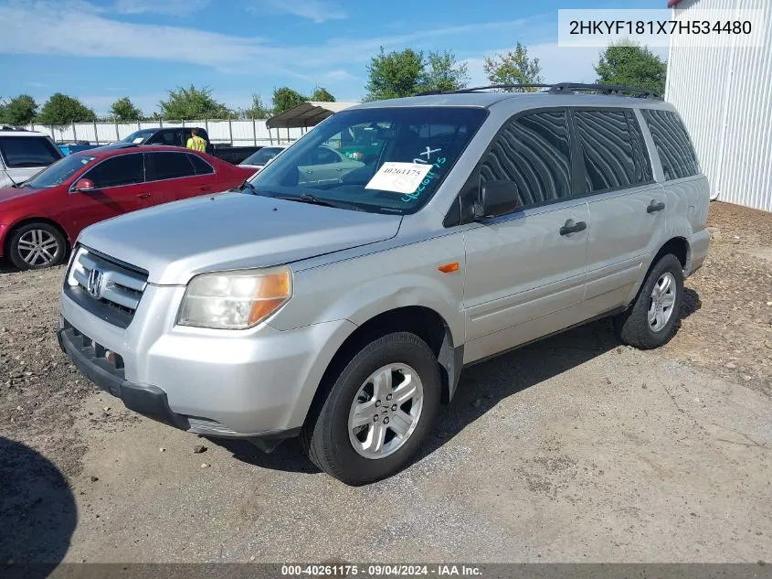 2HKYF181X7H534480 2007 Honda Pilot Lx