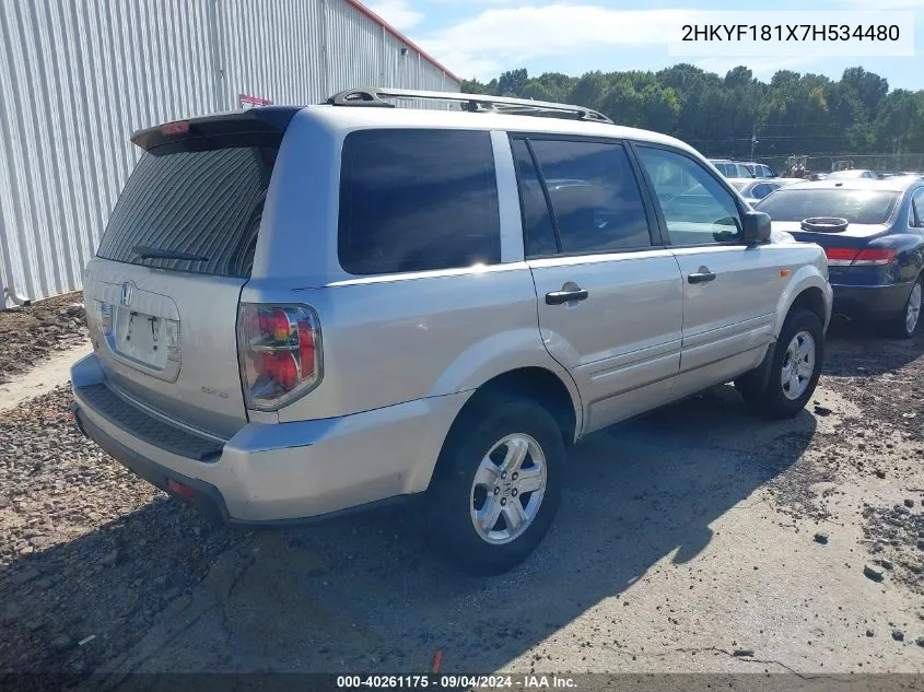 2HKYF181X7H534480 2007 Honda Pilot Lx