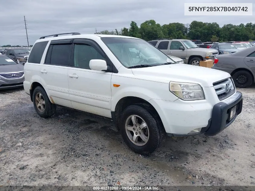 5FNYF285X7B040742 2007 Honda Pilot Ex-L