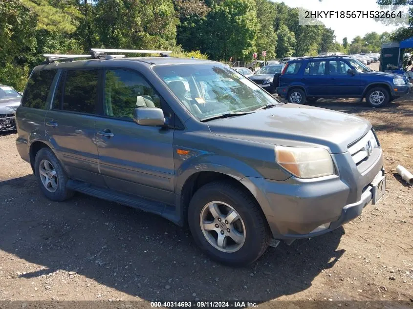 2007 Honda Pilot Ex-L VIN: 2HKYF18567H532664 Lot: 40314693