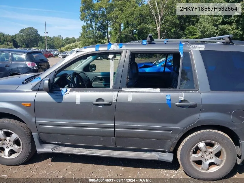 2007 Honda Pilot Ex-L VIN: 2HKYF18567H532664 Lot: 40314693