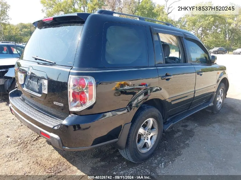 2007 Honda Pilot Ex-L VIN: 2HKYF18537H520245 Lot: 40326742