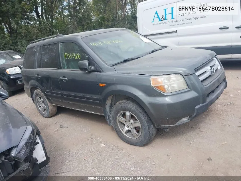 2007 Honda Pilot Exl VIN: 5FNYF18547B028614 Lot: 40333406