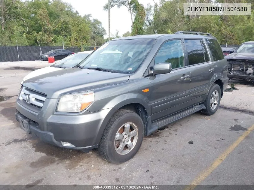 2007 Honda Pilot Exl VIN: 2HKYF18587H504588 Lot: 40339312