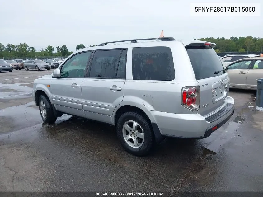 2007 Honda Pilot Ex-L VIN: 5FNYF28617B015060 Lot: 40340633