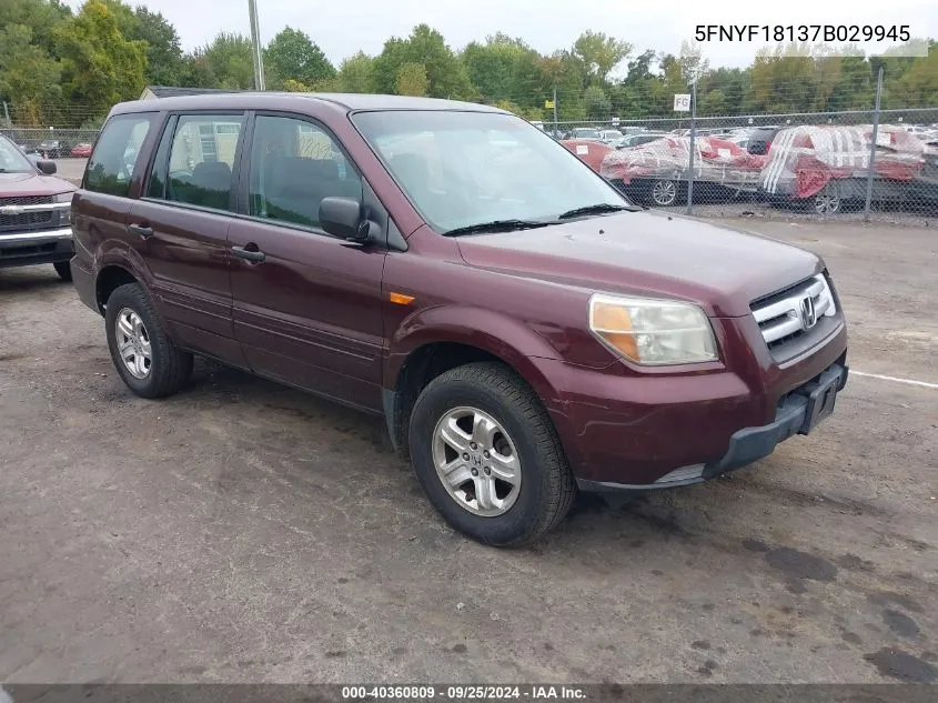 5FNYF18137B029945 2007 Honda Pilot Lx