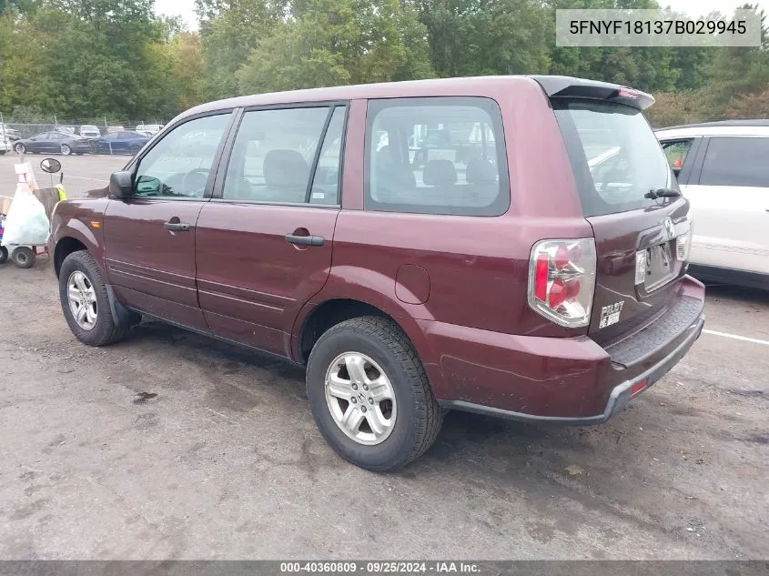 5FNYF18137B029945 2007 Honda Pilot Lx