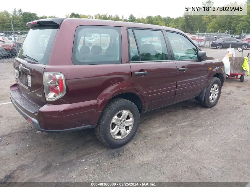 5FNYF18137B029945 2007 Honda Pilot Lx