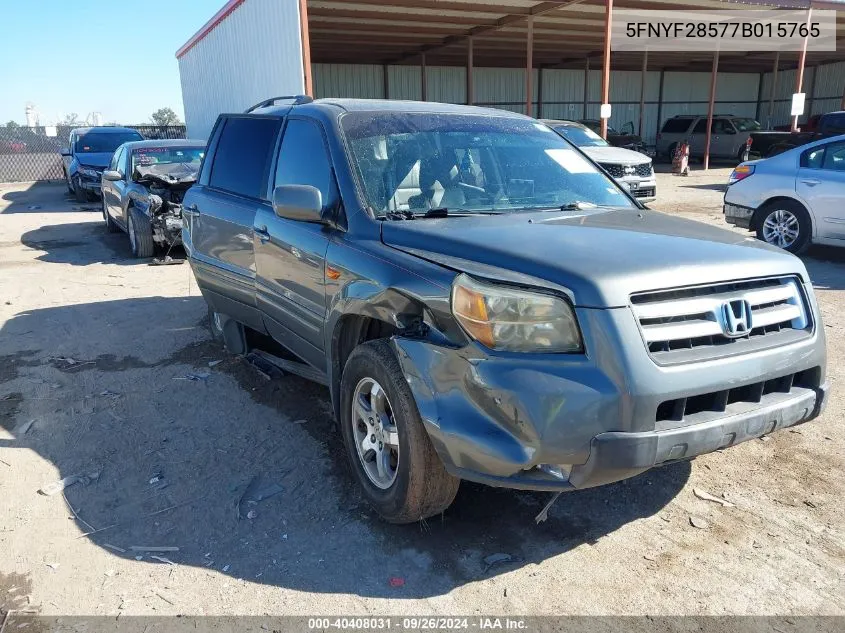 2007 Honda Pilot Exl VIN: 5FNYF28577B015765 Lot: 40408031