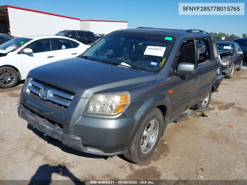 2007 Honda Pilot Exl VIN: 5FNYF28577B015765 Lot: 40408031