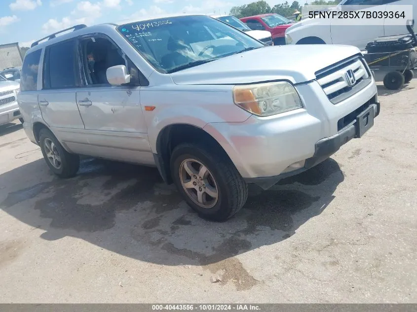 2007 Honda Pilot Ex-L VIN: 5FNYF285X7B039364 Lot: 40443556