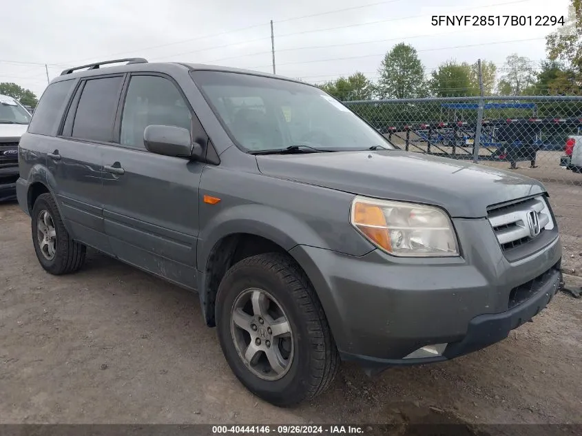 2007 Honda Pilot Exl VIN: 5FNYF28517B012294 Lot: 40444146