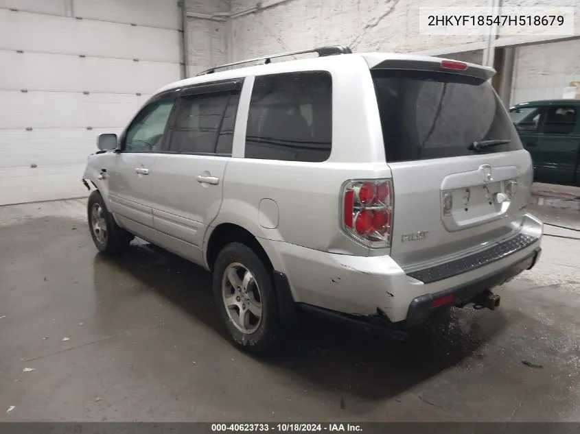 2007 Honda Pilot Ex-L VIN: 2HKYF18547H518679 Lot: 40623733