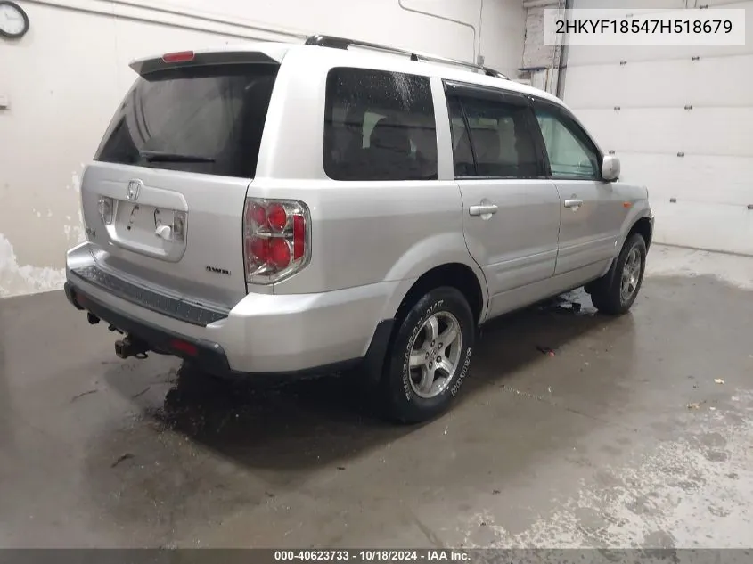 2007 Honda Pilot Ex-L VIN: 2HKYF18547H518679 Lot: 40623733